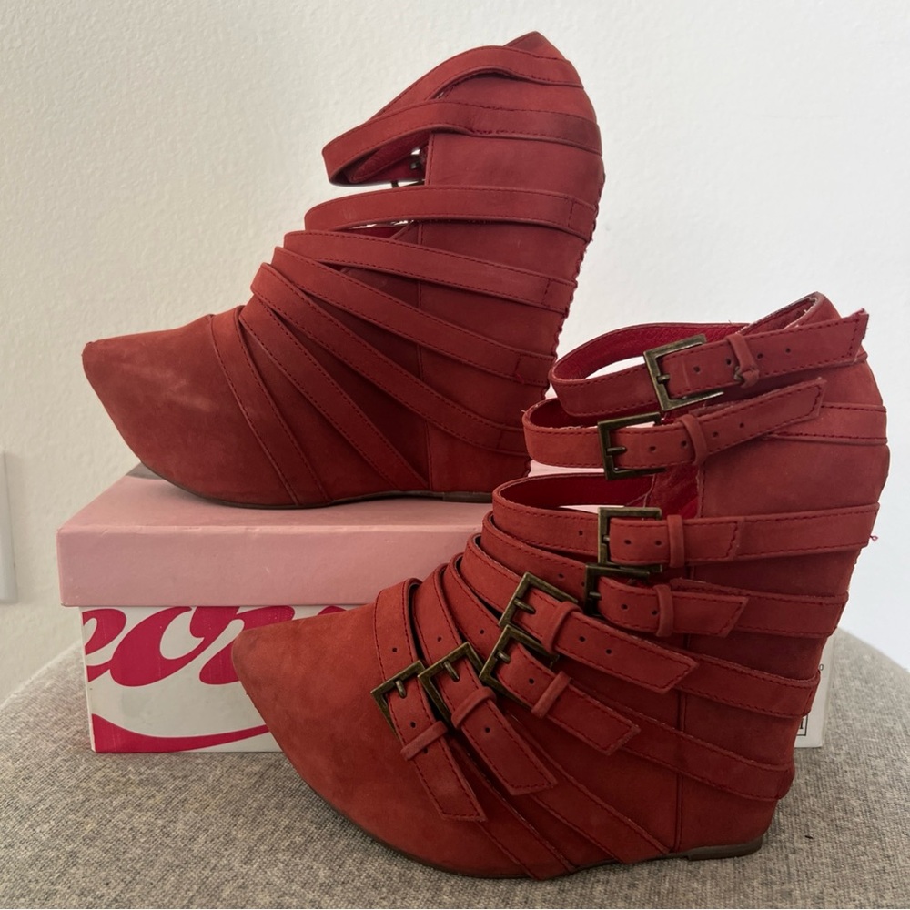Jeffrey Campbell Red Strappy Wedges